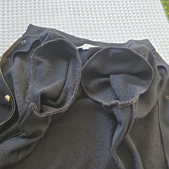 St. John Elegant Black Zip Military Cardigan Coat with Gold  Size 12 - Picture 16 of 16